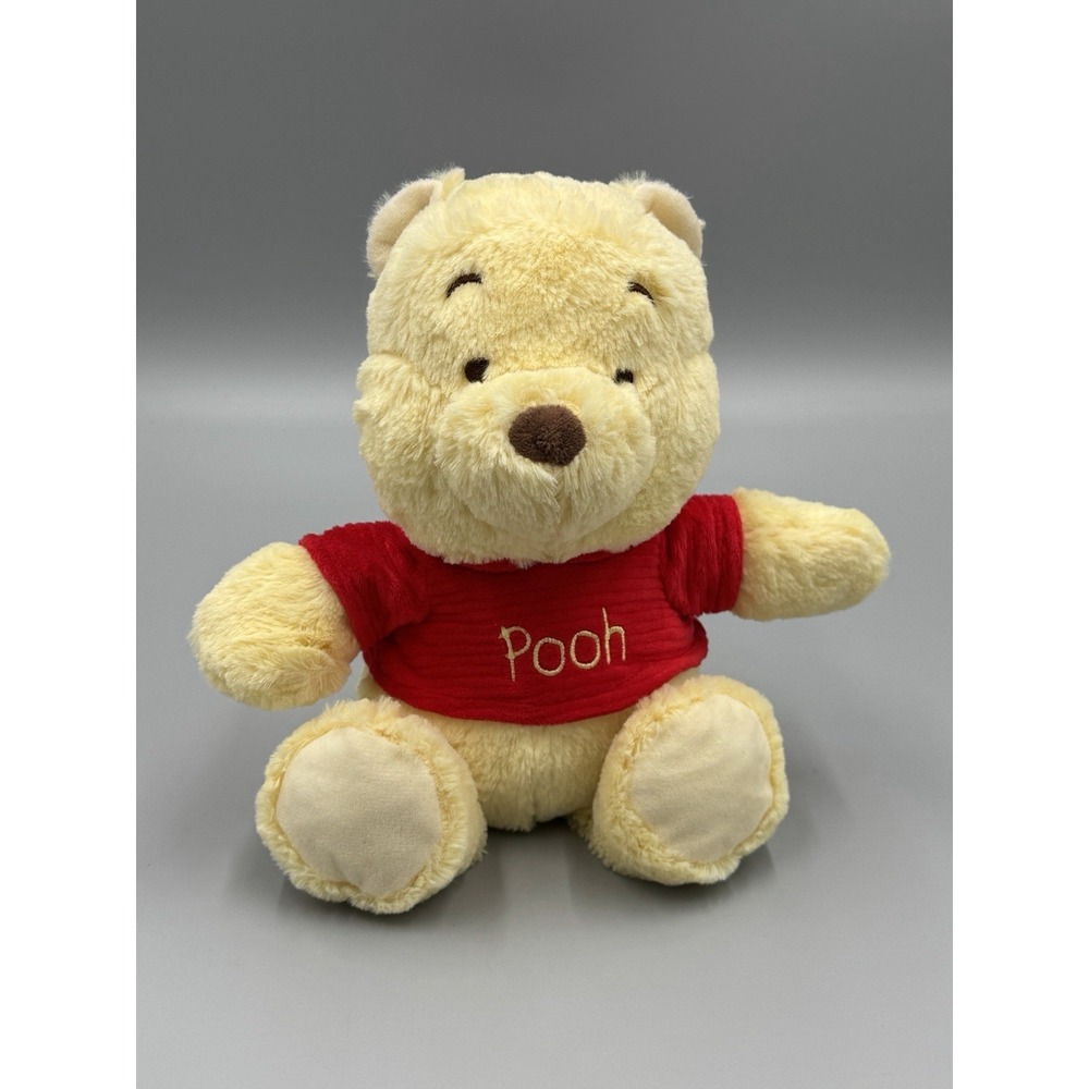 Disney Baby Winnie the Pooh Rattle Plush 11" Stuffed Animal Red Shirt